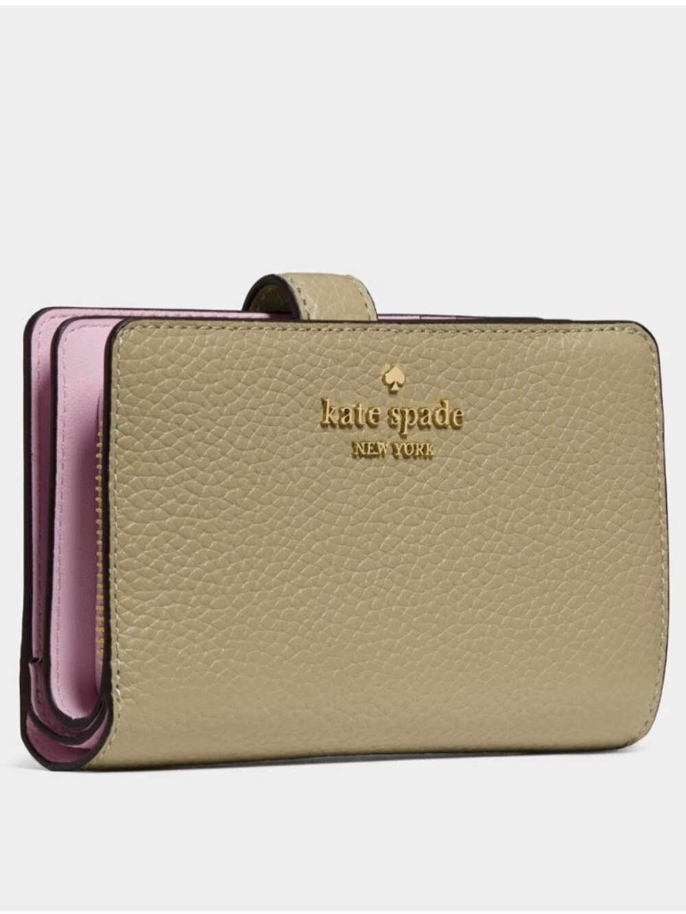 New Kate Spade Medium Compact Bifold Wallet Pebble Leather Elm